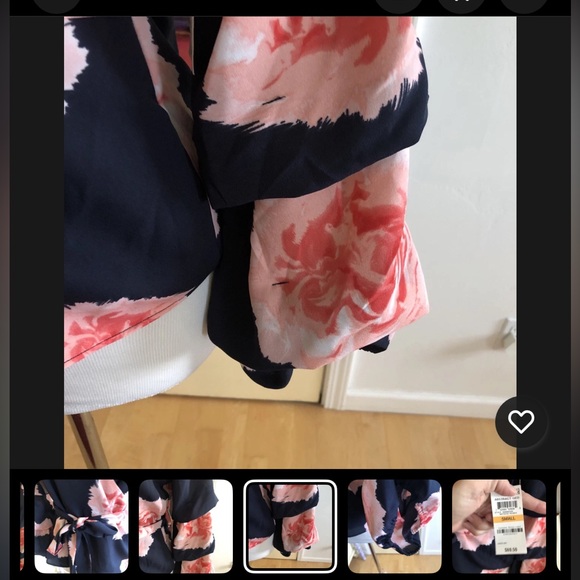 Bar III Pink and Blue Ruffled Wrap Blouse Sz Med new - Picture 10 of 11